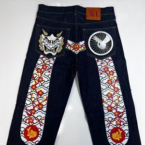 Evisu No 1 Special Lot 2000 Japanese Jeans Mens 30 Hannya Mask Crane Embroidery